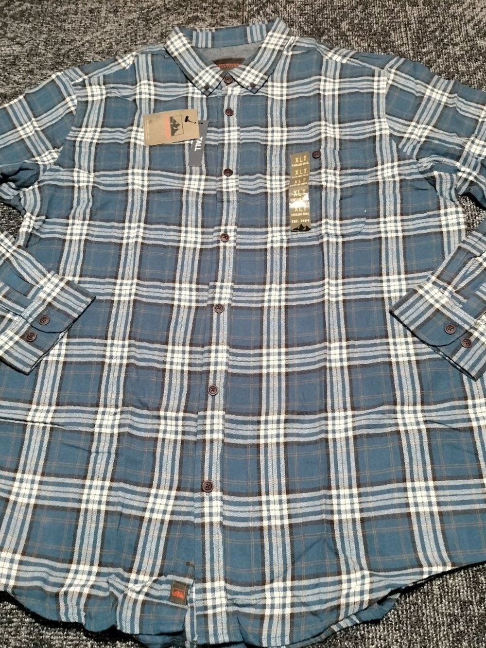 Northwest Territory Men's Plaid Flannel Button-Up Shirt Blue Long Sleeve XL Tall